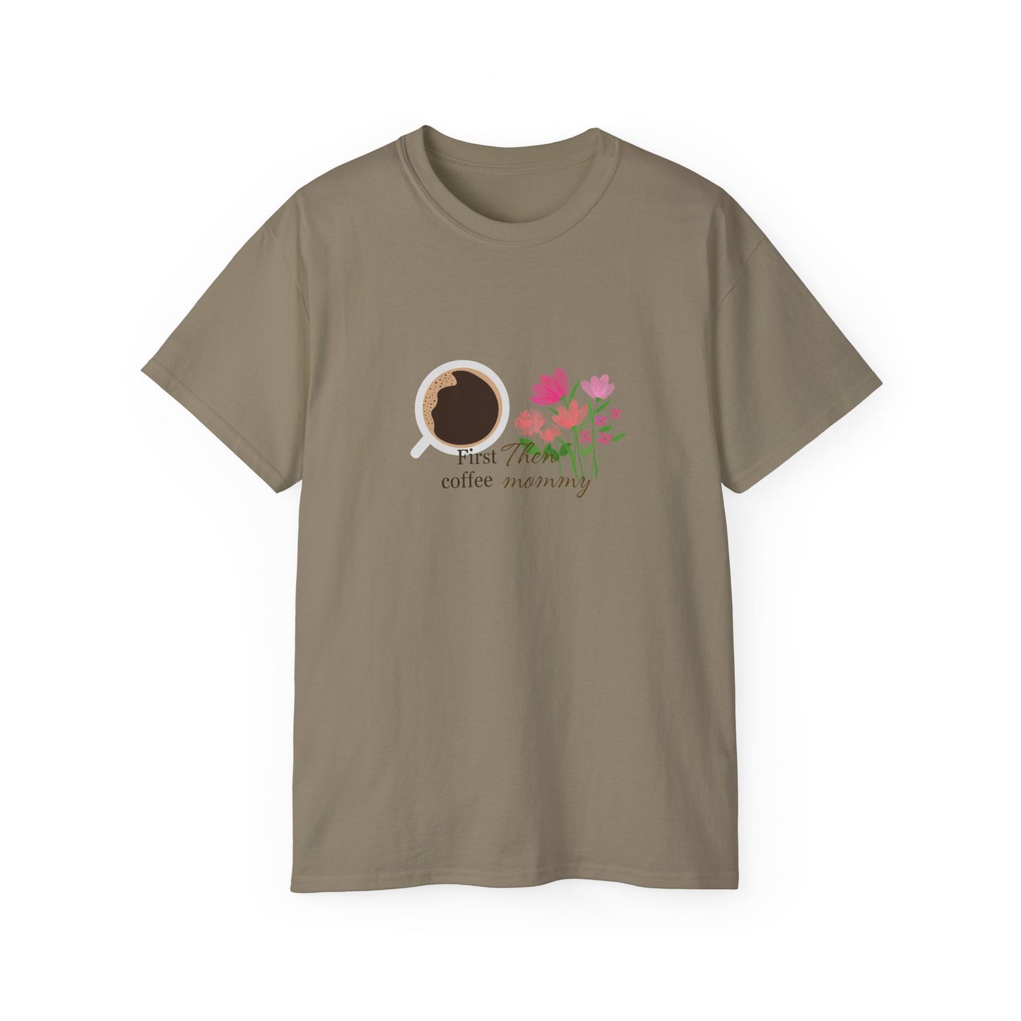Mommy's First Coffee Floral Tee - Perfect for Mother's Day, Baby Shower, Coffee Lovers, Casual Everyday Wear, Gift Idea