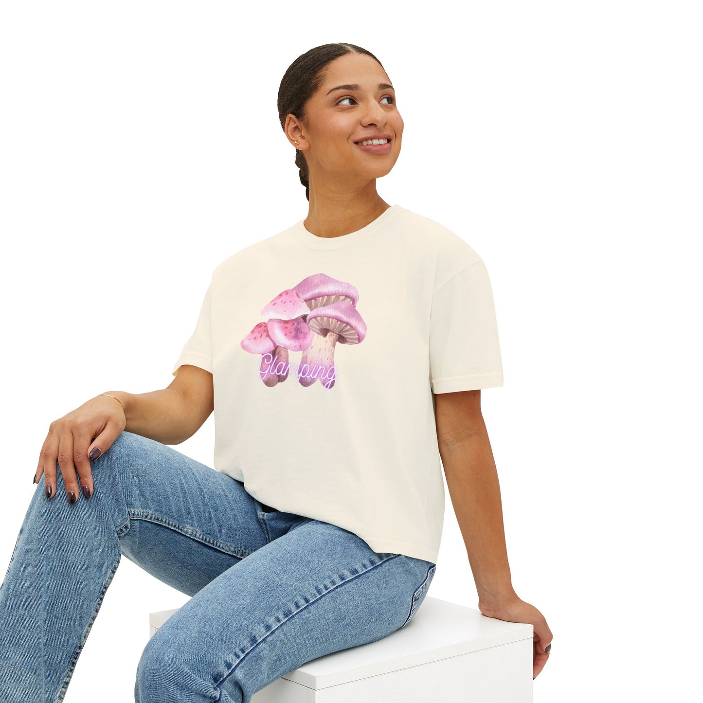 Glamping Mushrooms Boxy Tee - Cute & Comfy Women's Top