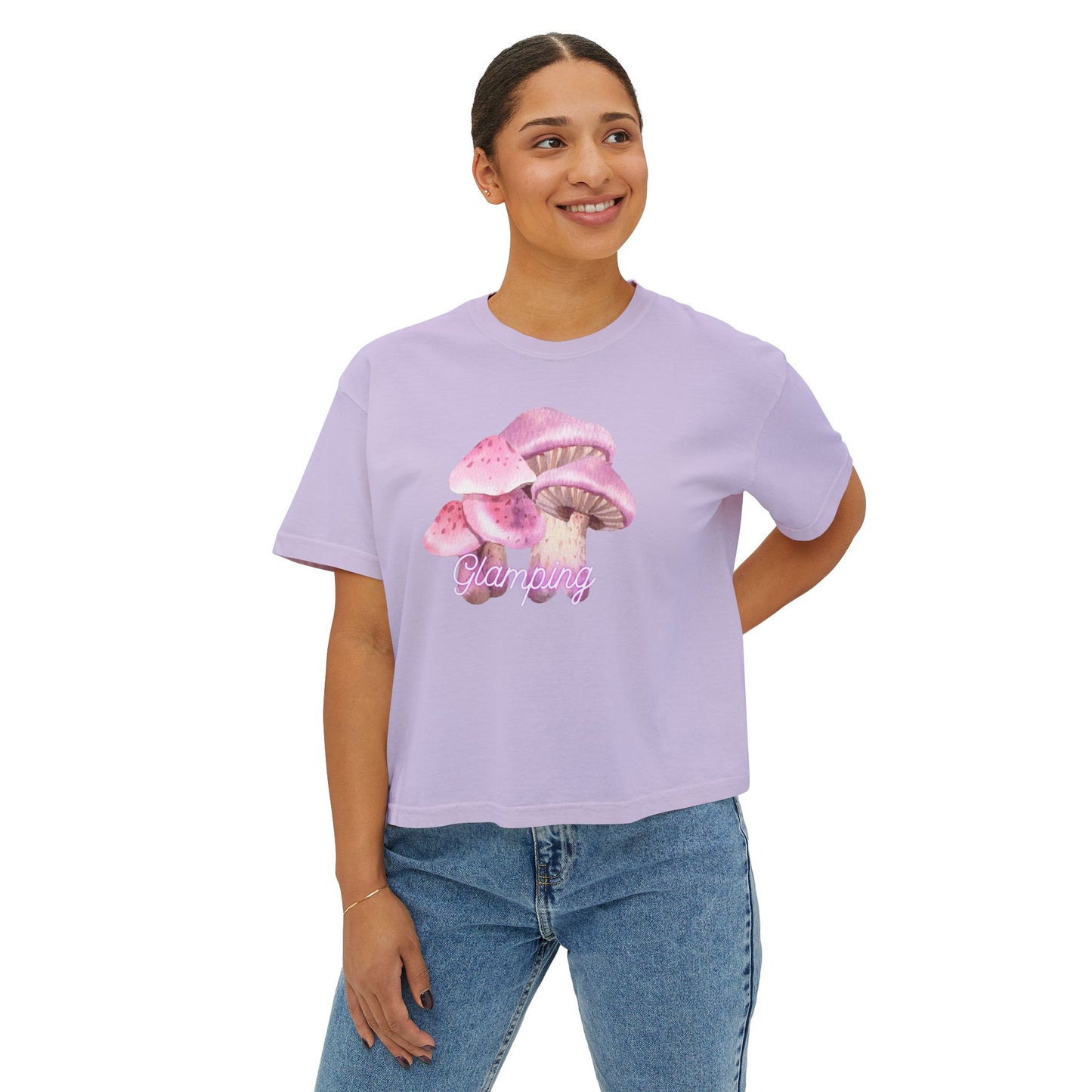 Glamping Mushrooms Boxy Tee - Cute & Comfy Women's Top