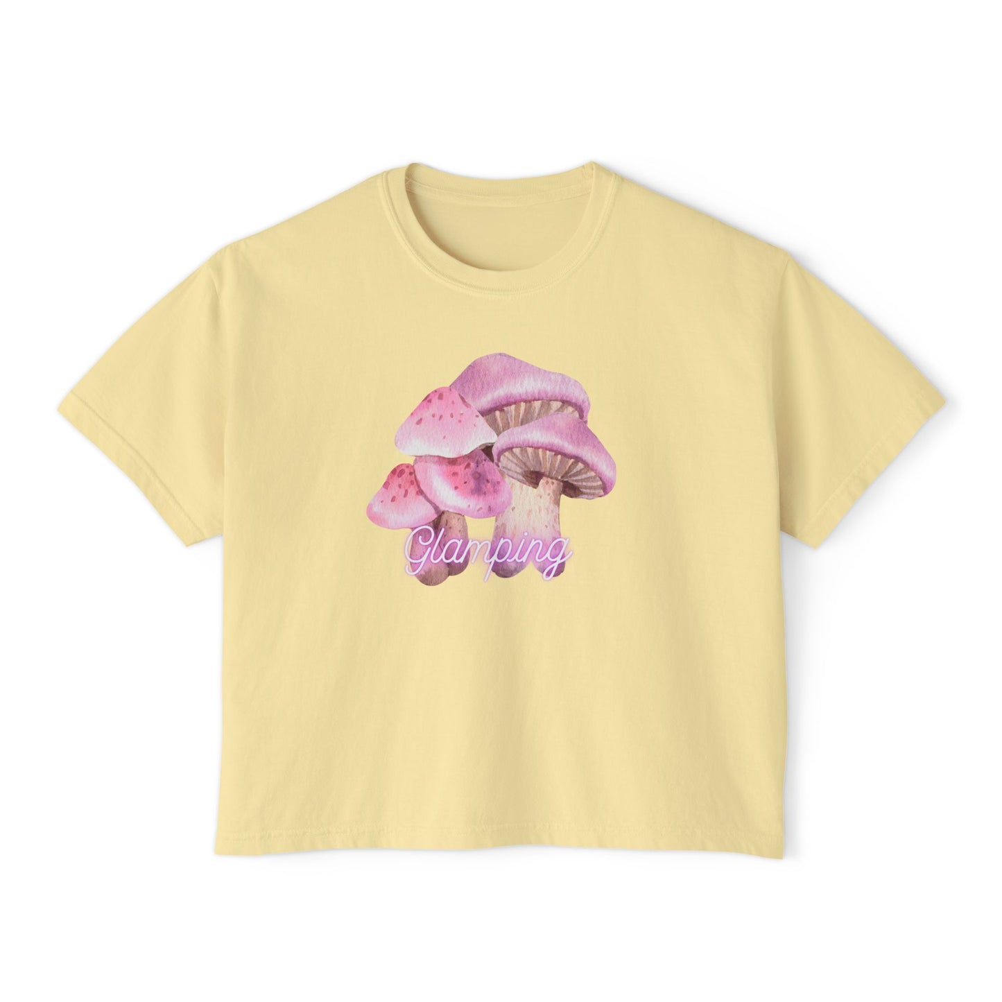 Glamping Mushrooms Boxy Tee - Cute & Comfy Women's Top