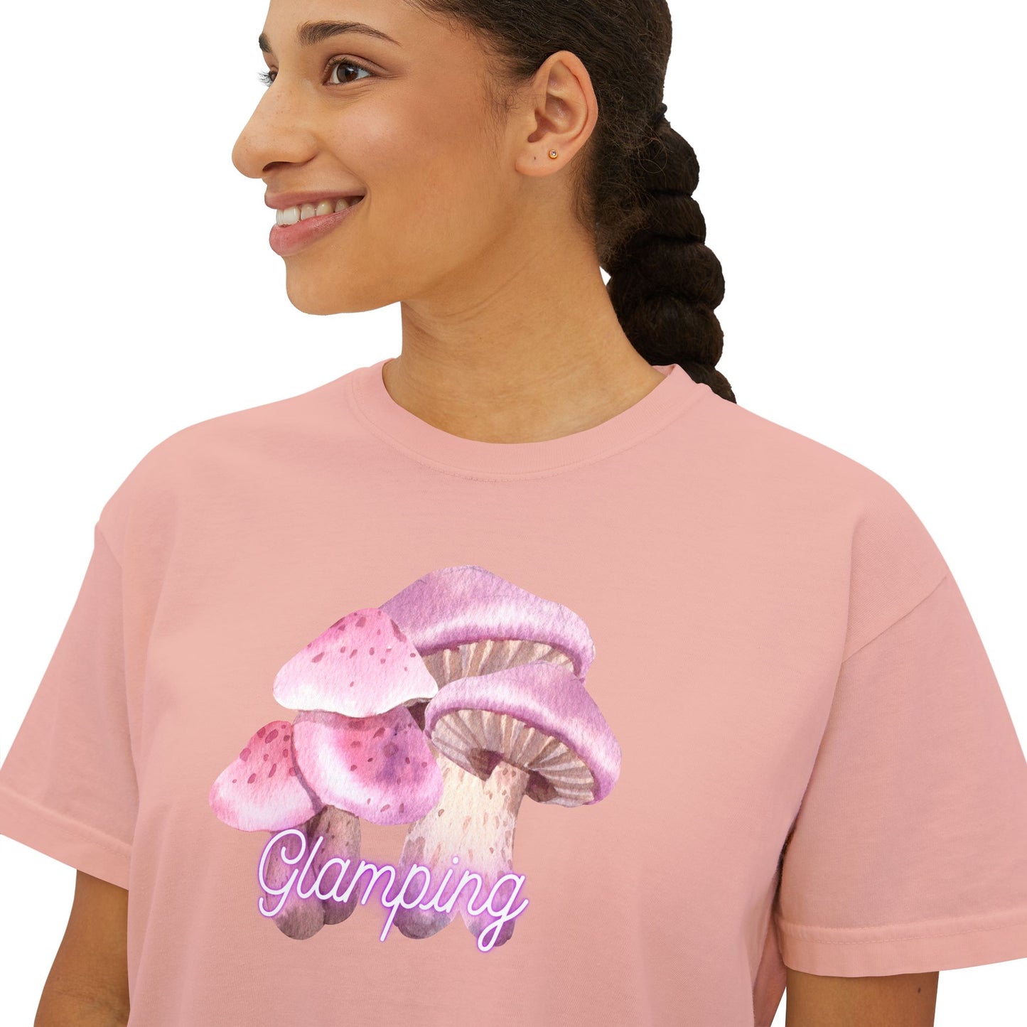 Glamping Mushrooms Boxy Tee - Cute & Comfy Women's Top