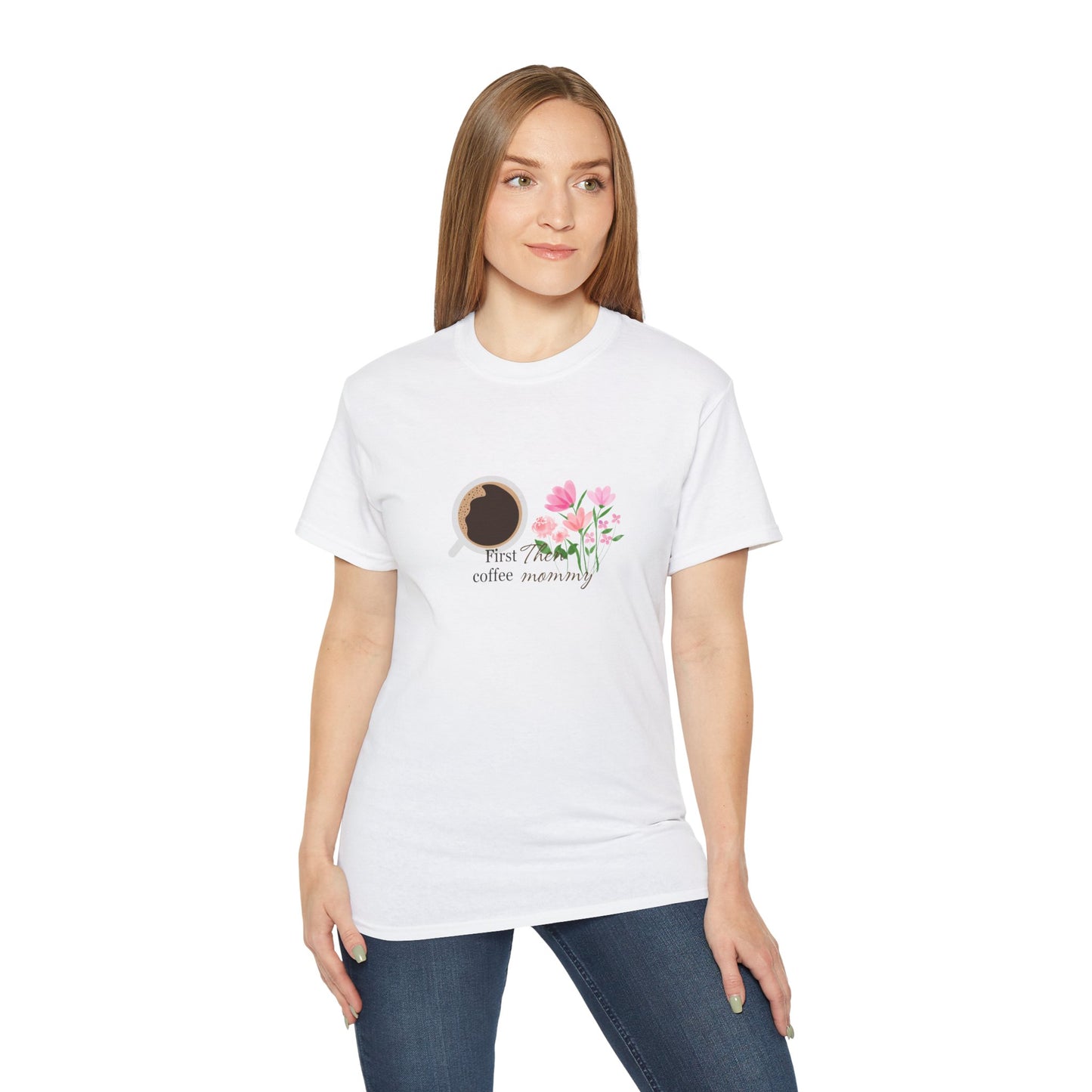 Mommy's First Coffee Floral Tee - Perfect for Mother's Day, Baby Shower, Coffee Lovers, Casual Everyday Wear, Gift Idea