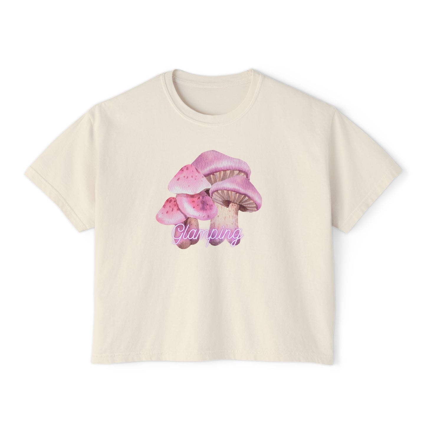 Glamping Mushrooms Boxy Tee - Cute & Comfy Women's Top