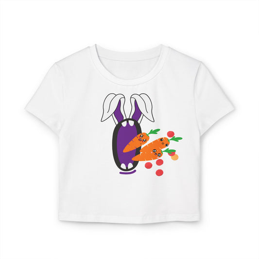 Cute Bunny & Carrot Women's Baby Tee – Perfect for Spring Celebrations!