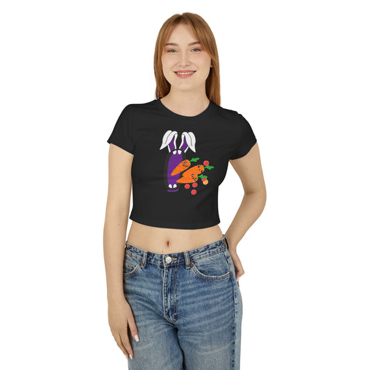 Cute Bunny & Carrot Women's Baby Tee – Perfect for Spring Celebrations!