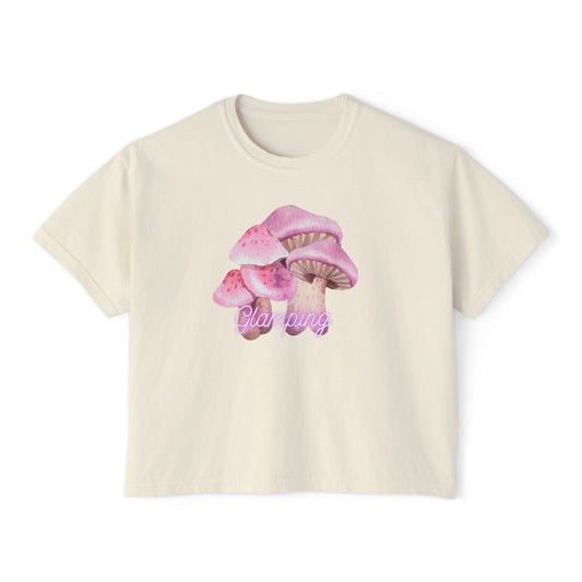 Glamping Mushrooms Boxy Tee - Cute & Comfy Women's Top